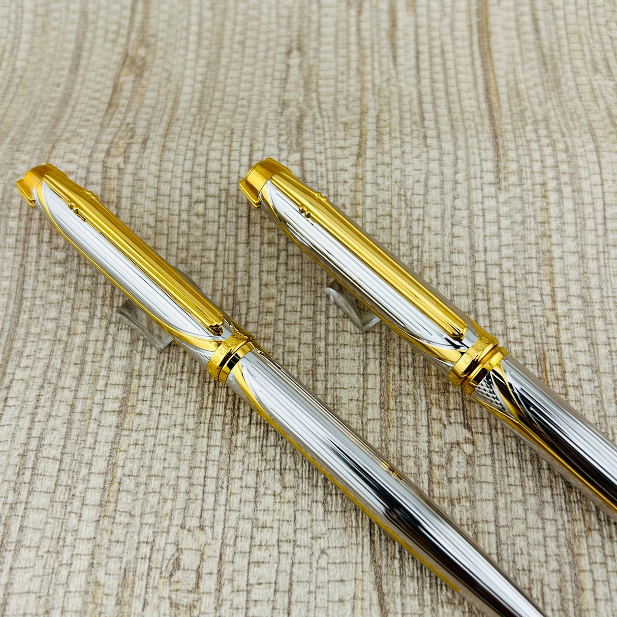 Elysee Finesse Bi-Color Silver & Gold Plated Set - Ballpoint Pen and Rollerball Pen