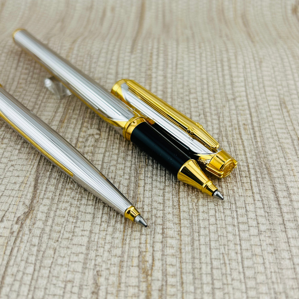 Elysee Finesse Bi-Color Silver & Gold Plated Set - Ballpoint Pen and Rollerball Pen