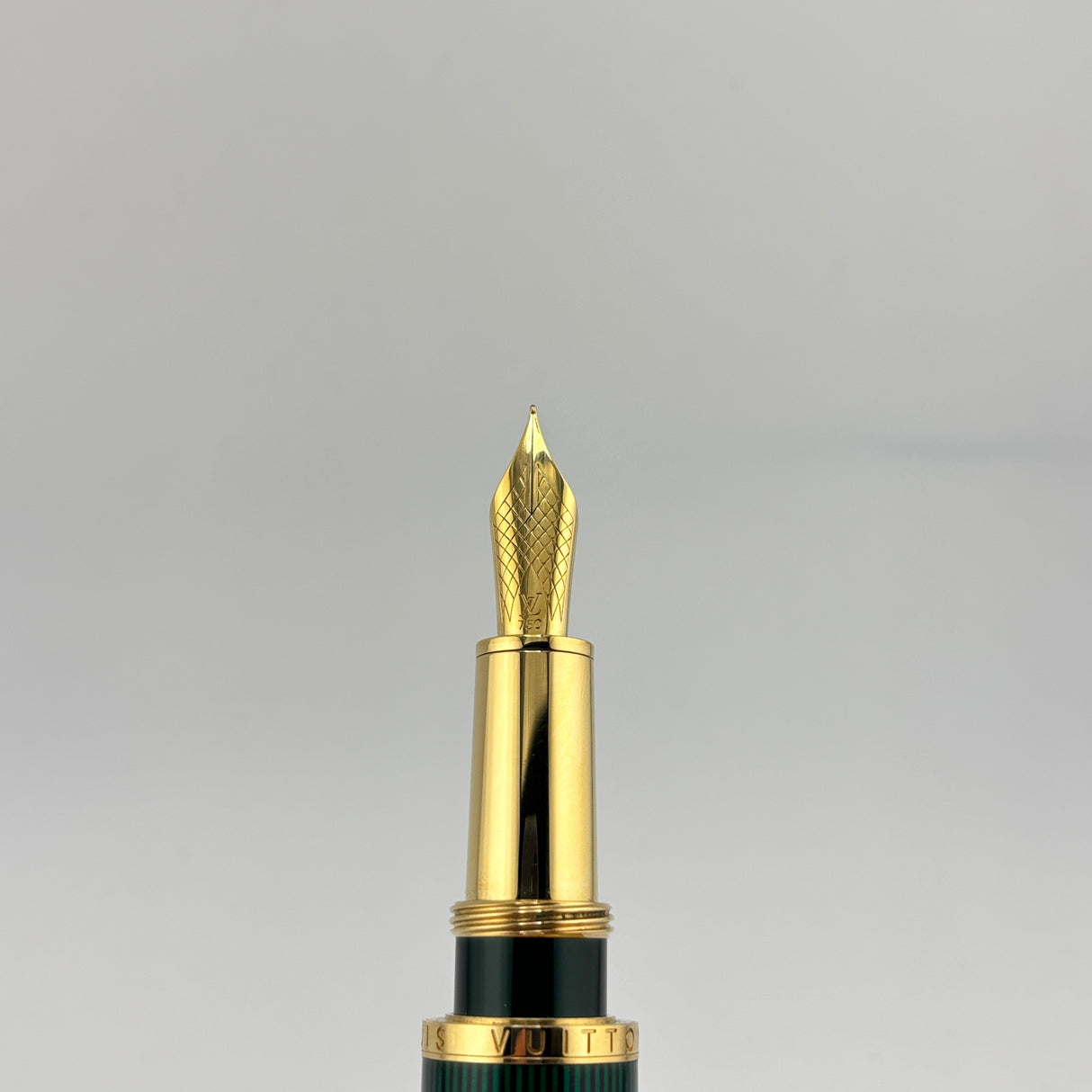 Louis Vuitton Green Striped Lacquered Cargo Fountain Pen - Medium 18kt Gold Nib - RARE!