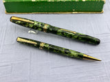 Onoto Delarue Green Celluloid Set boxed - Beautiful color and set Mint !