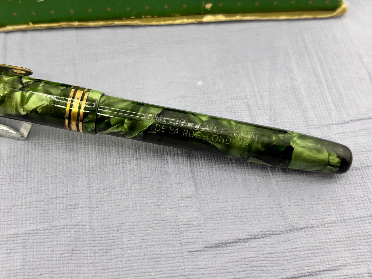 Onoto Delarue Green Celluloid Set boxed - Beautiful color and set Mint !