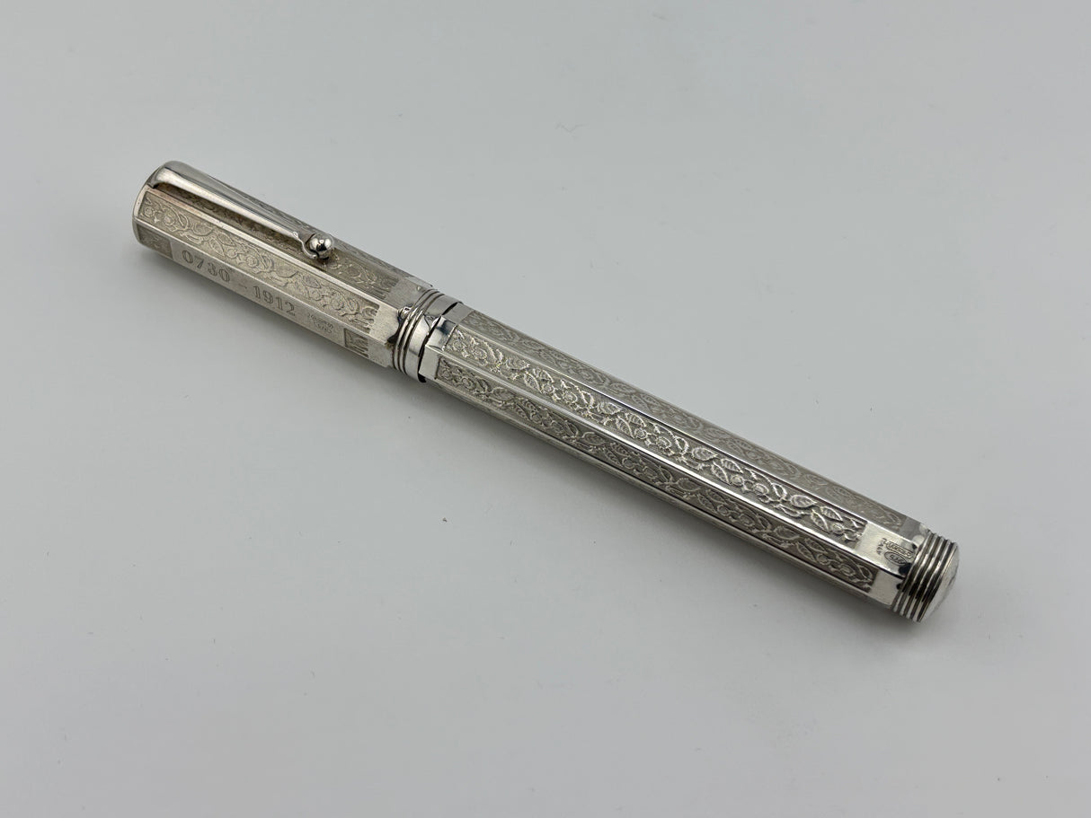 Montegrappa Reminiscence 80th Anniversary (1912 – 1992) Limited Edition Sterling Silver Fountain Pen - Fine 18kt Gold  Nib