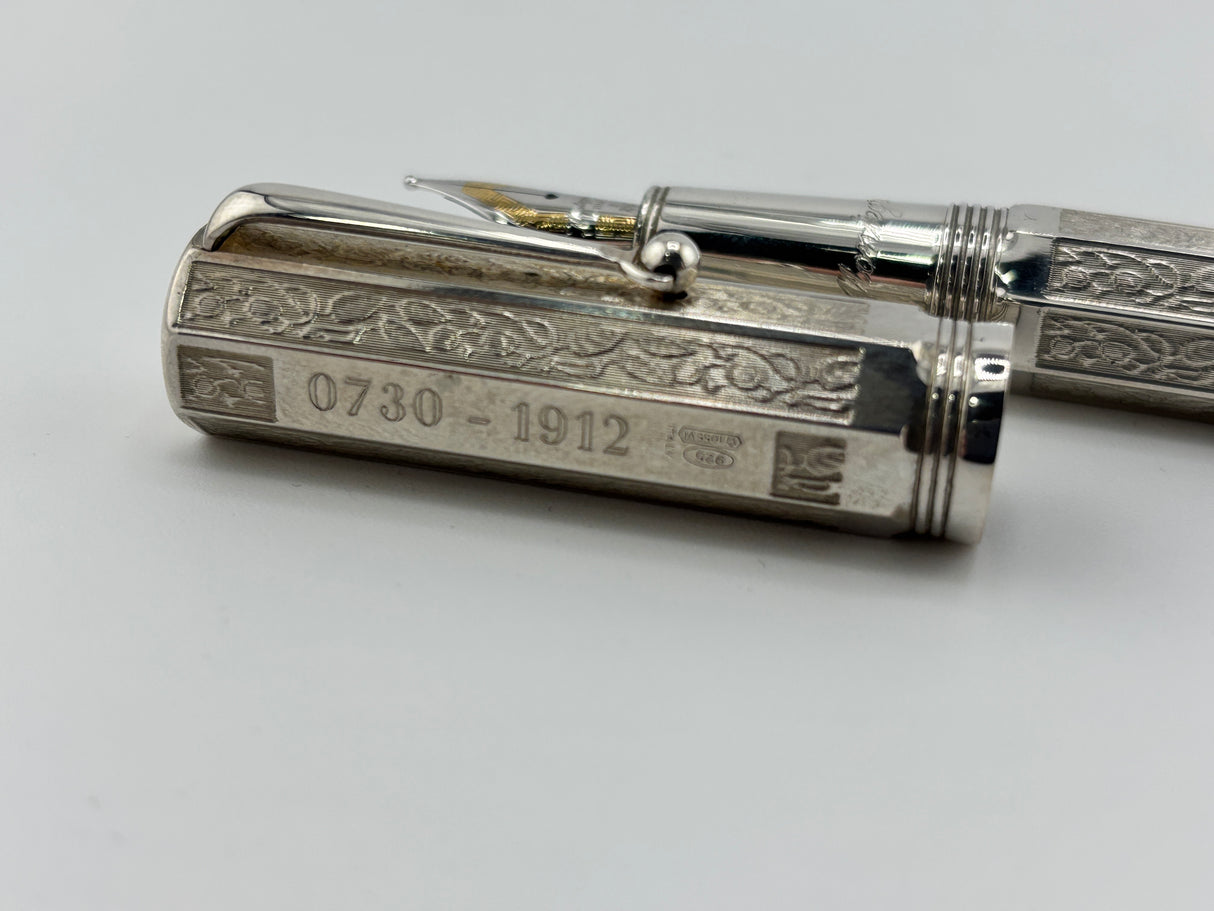 Montegrappa Reminiscence 80th Anniversary (1912 – 1992) Limited Edition Sterling Silver Fountain Pen - Fine 18kt Gold  Nib