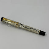 Parker Duofold International (Standard Size) Pearl & Black Fountain Pen  - Broad 18kt Gold Nib