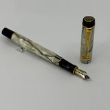 Parker Duofold International (Standard Size) Pearl & Black Fountain Pen  - Broad 18kt Gold Nib