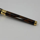 S.T. DuPont Large Line D Atelier Fountain Pen - Marbled Brown/Amber Lacquer -Medium 14kt Gold Nib