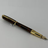 S.T. DuPont Large Line D Atelier Fountain Pen - Marbled Brown/Amber Lacquer -Medium 14kt Gold Nib