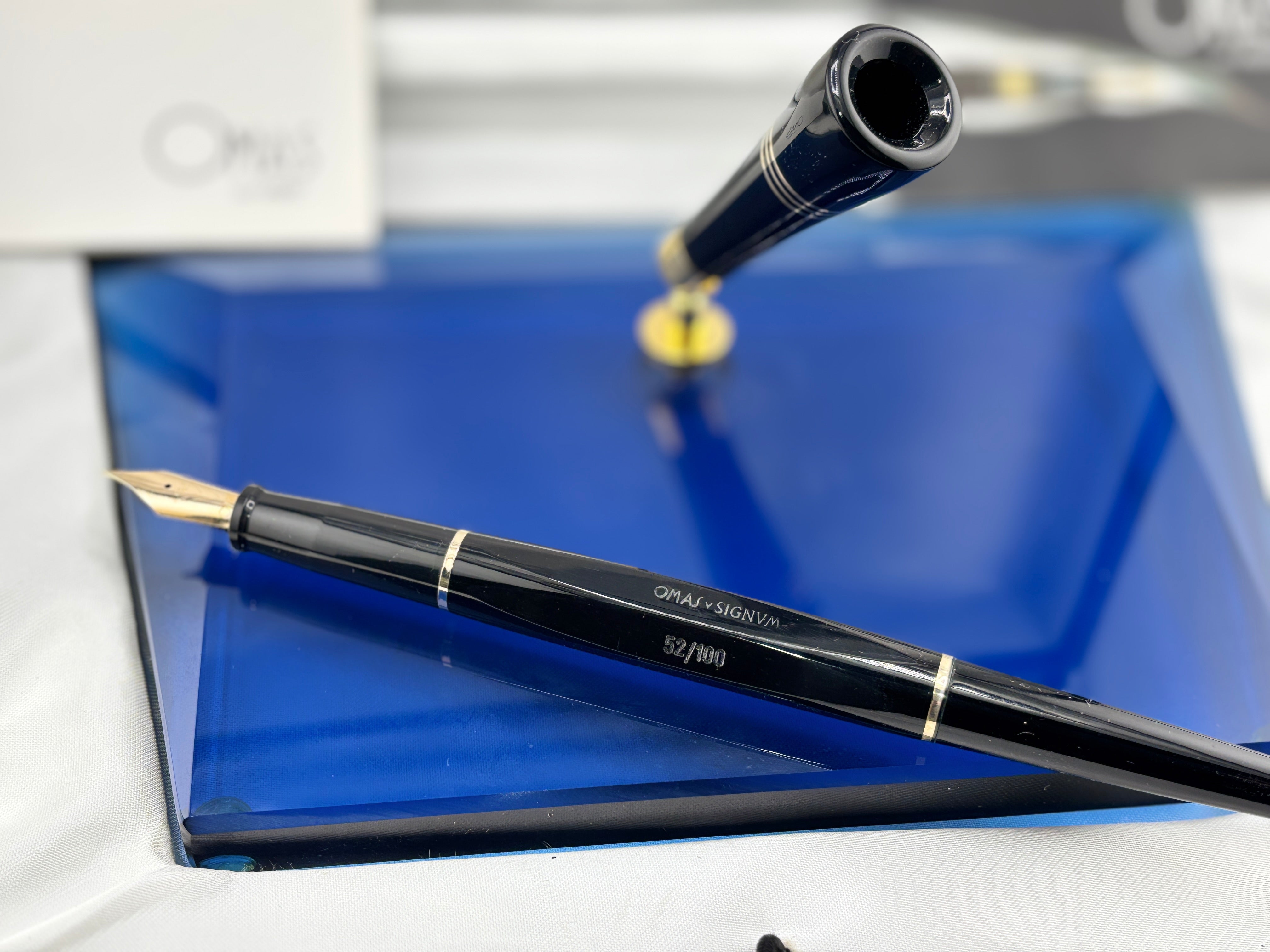 Omas Signum Desk Pen - Superb Flex - Blue Base - Wonderful !! 100