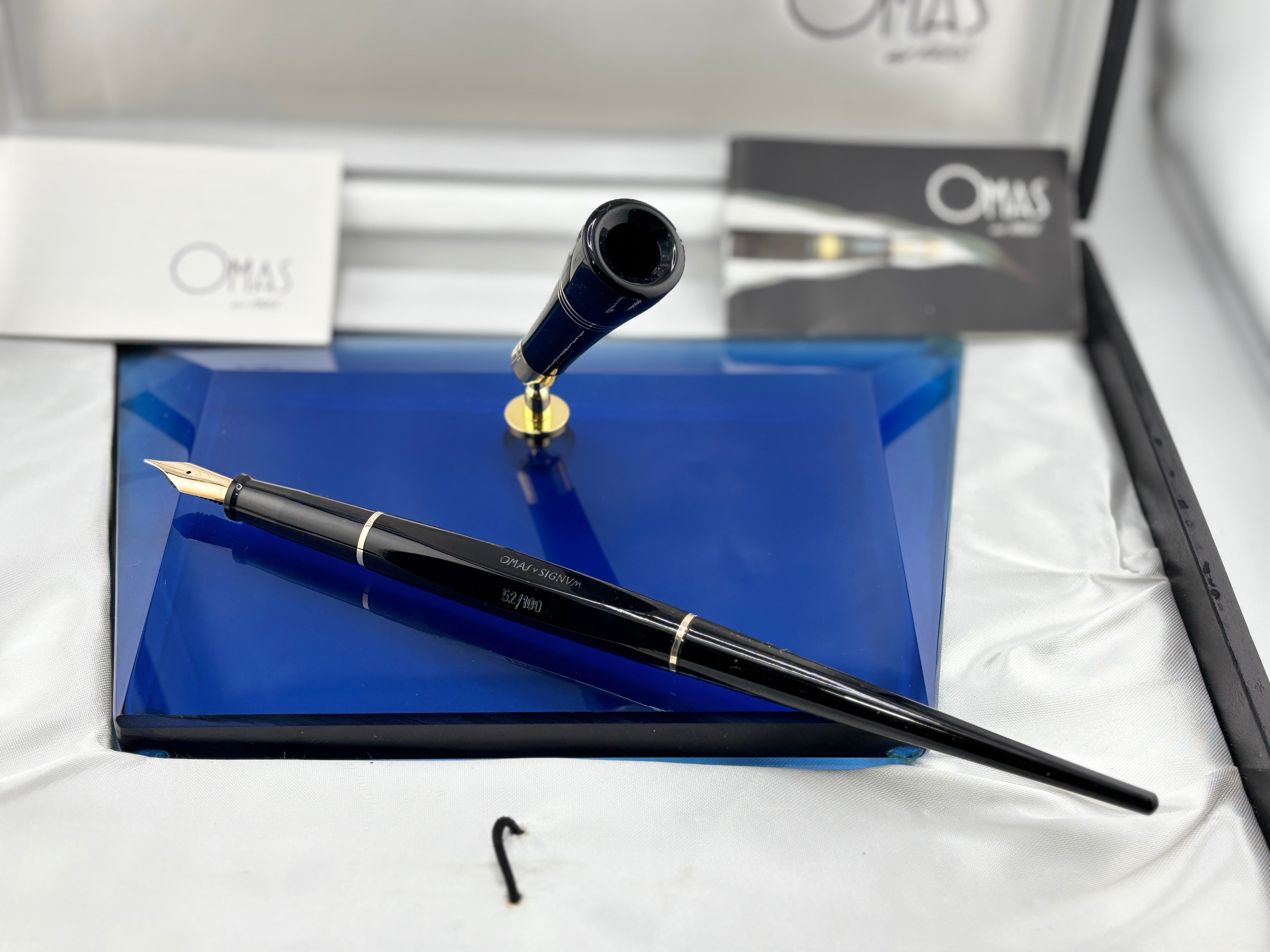 【60s】OMAS ボールペン ヴィンテージ セット Omas Signum Desk Pen - Superb Flex - Blue Base - Wonderful !! 100