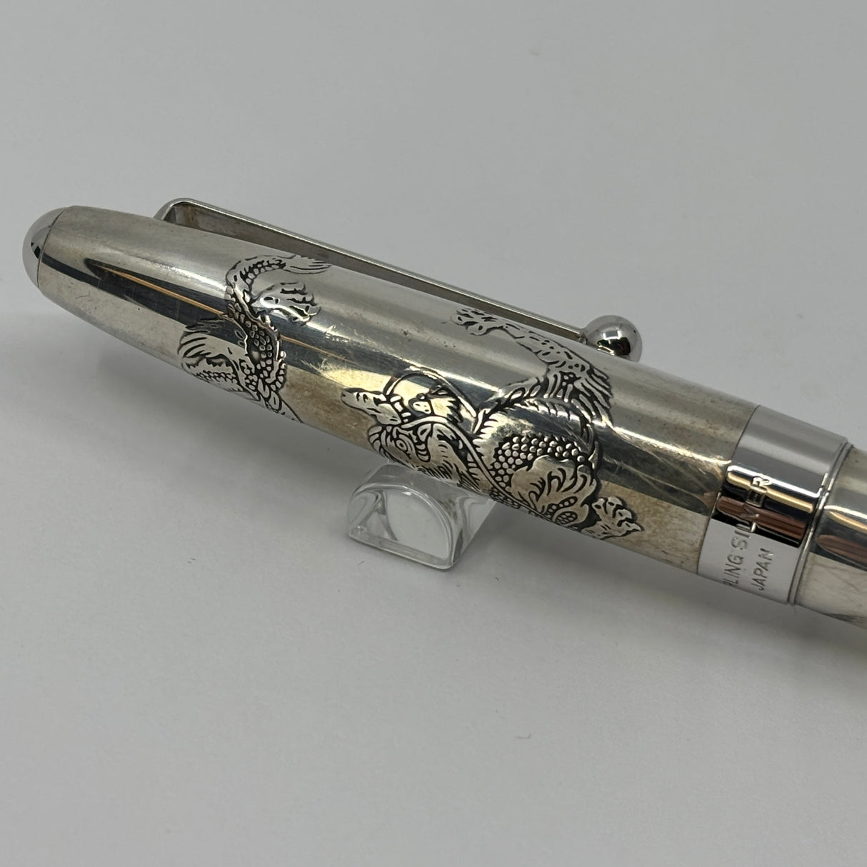 Pilot Sterling Silver Dragon Fountain Pen - Medium 18kt Gold Nib