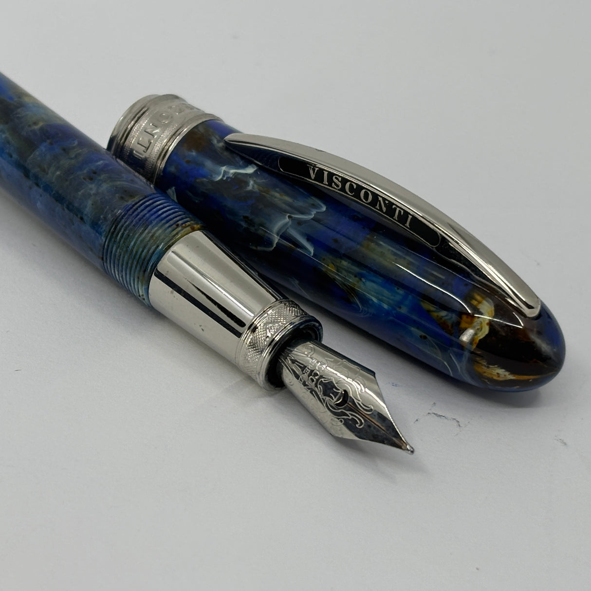 Visconti (First Generation) Van Gogh Blue Ocean Swirl Midi Fountain Pen- Medium Stainless Steel Nib