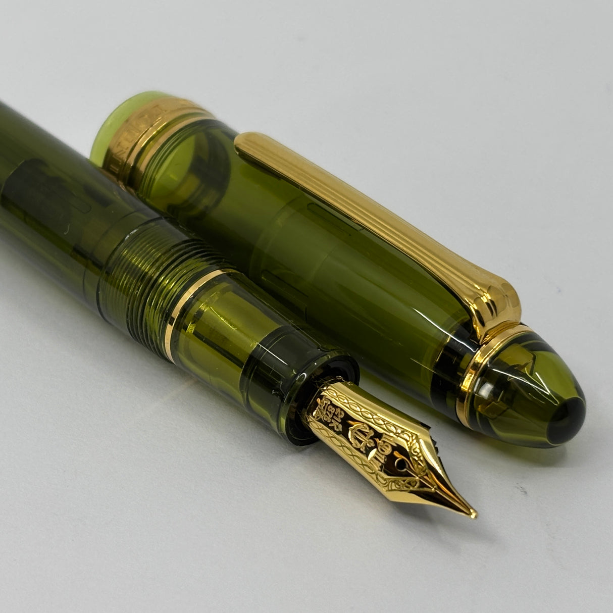 Sailor 1911 Large Kagero Green Transparent Fountain Pen  - Broad 21kt Gold Nib