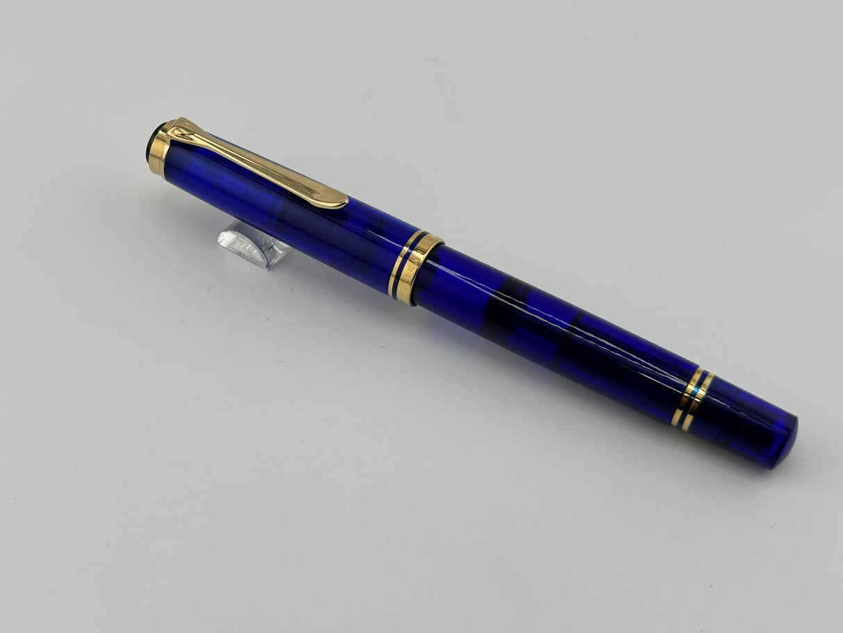 Pelikan M600 Marine Blue Transparent Fountain Pen - Broad 14kt Gold Nib