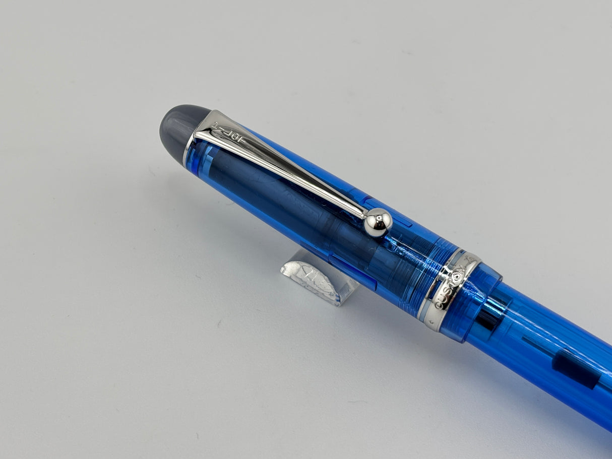 Pilot Custom 74 Blue Transparent Demonstrator Fountain Pen - Fine 14kt Gold Nib