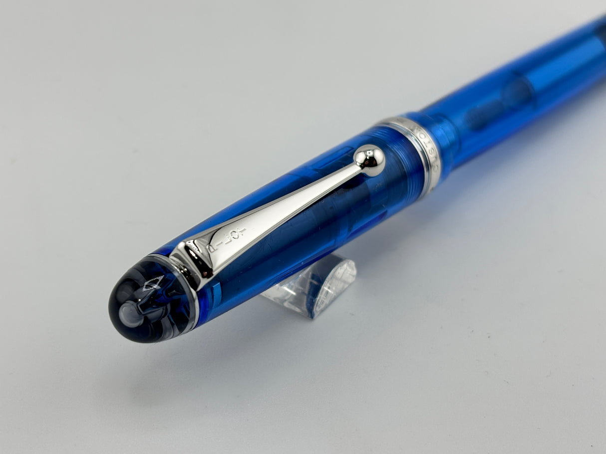 Pilot Custom 74 Blue Transparent Demonstrator Fountain Pen - Fine 14kt Gold Nib