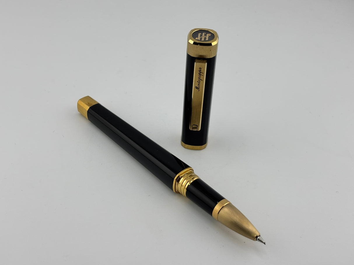 Montegrappa Quattro Zero Elegant Black 4-Sided Rollerball with Rounded Corners