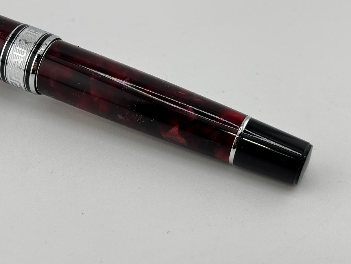Aurora Optima  Marbled Burgundy Auroloide Fountain Pen -  Medium 14kt Gold Nib