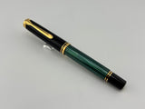 Pelikan M800 Souveran Black Cap & Green Striped Barrel Fountain Pen -  Medium 18kt Gold Nib