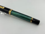 Pelikan M800 Souveran Black Cap & Green Striped Barrel Fountain Pen -  Medium 18kt Gold Nib