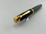 Pelikan M800 Souveran Black Cap & Green Striped Barrel Fountain Pen -  Medium 18kt Gold Nib