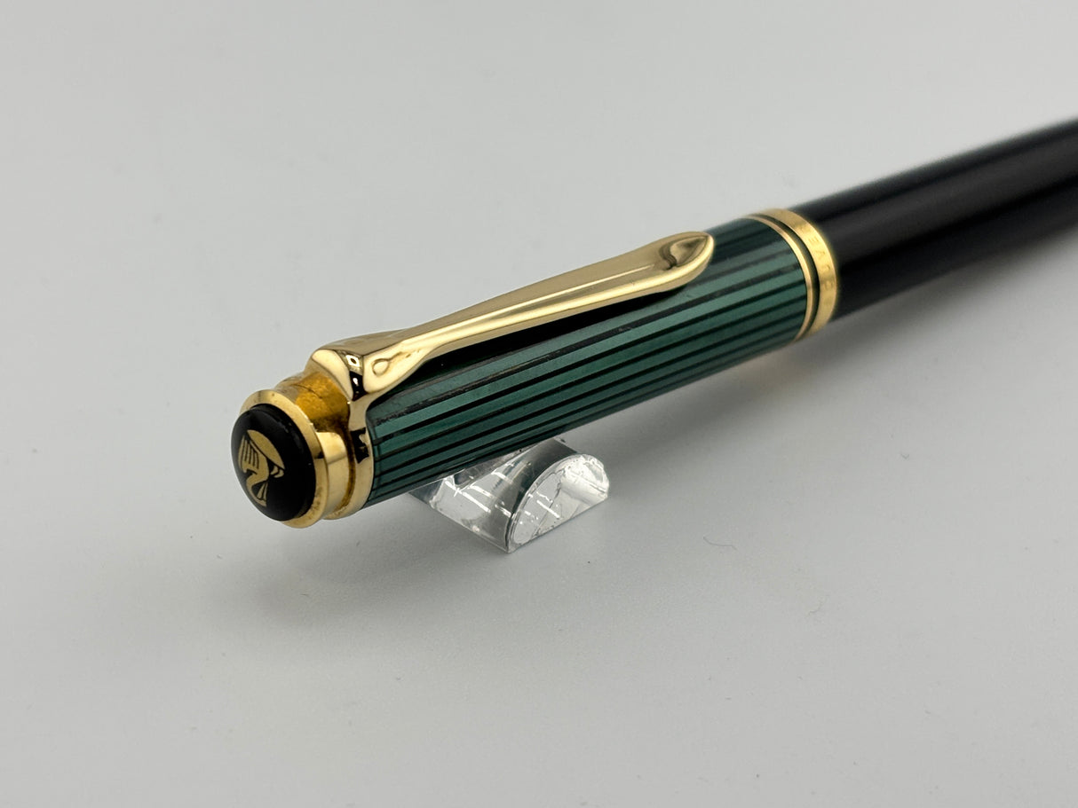 Pelikan K800 Ballpoint Pen - Black Barrel/Green Striped Cap