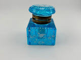 Inkwell Vintage circa 1930 excellent condition - Electric Blue Crystal Enamel Floral Design