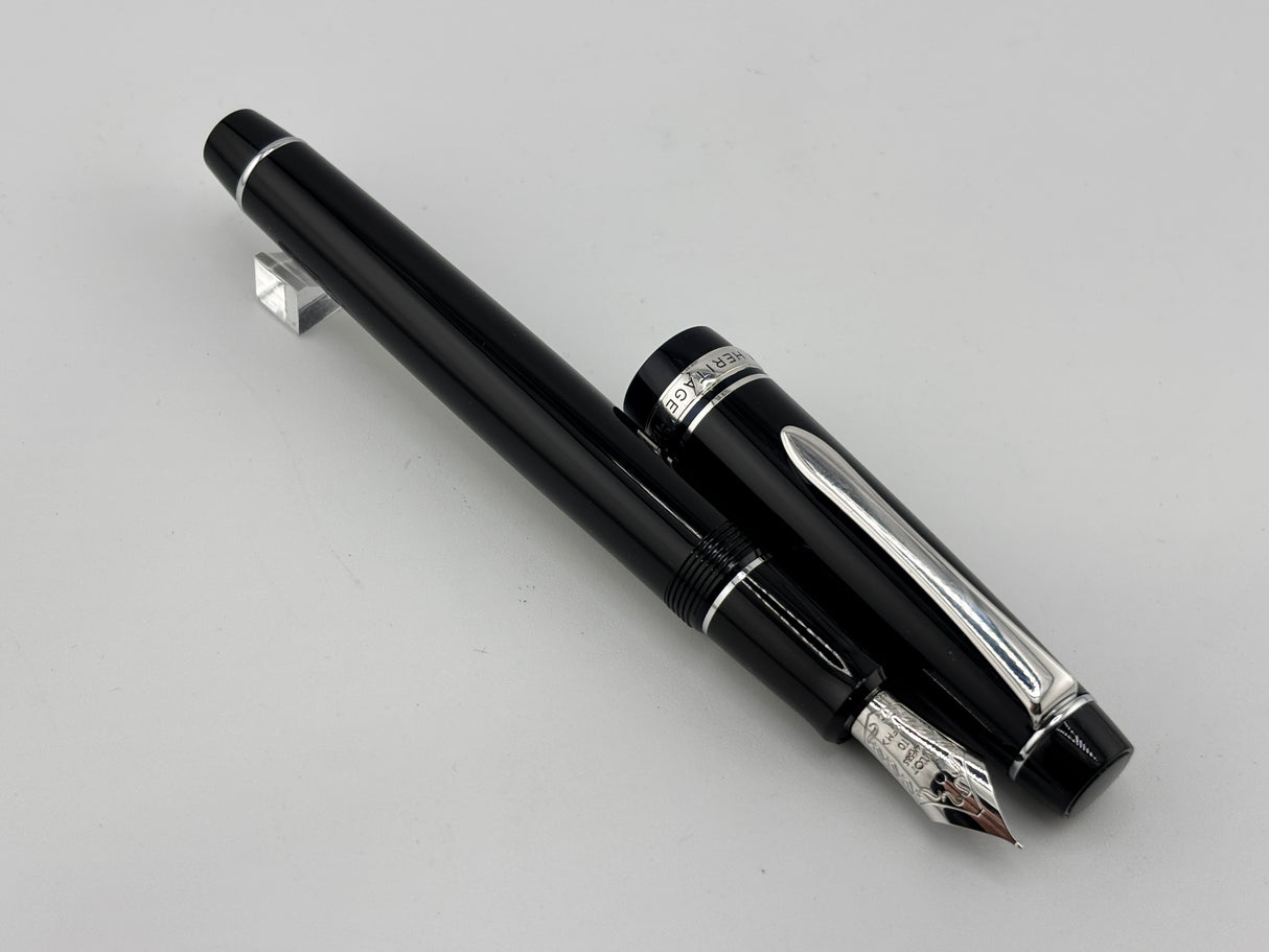 Pilot Custom Heritage 912 Black Rhodium Trim Fountain Pen - Fine Medium 14K Gold Nib