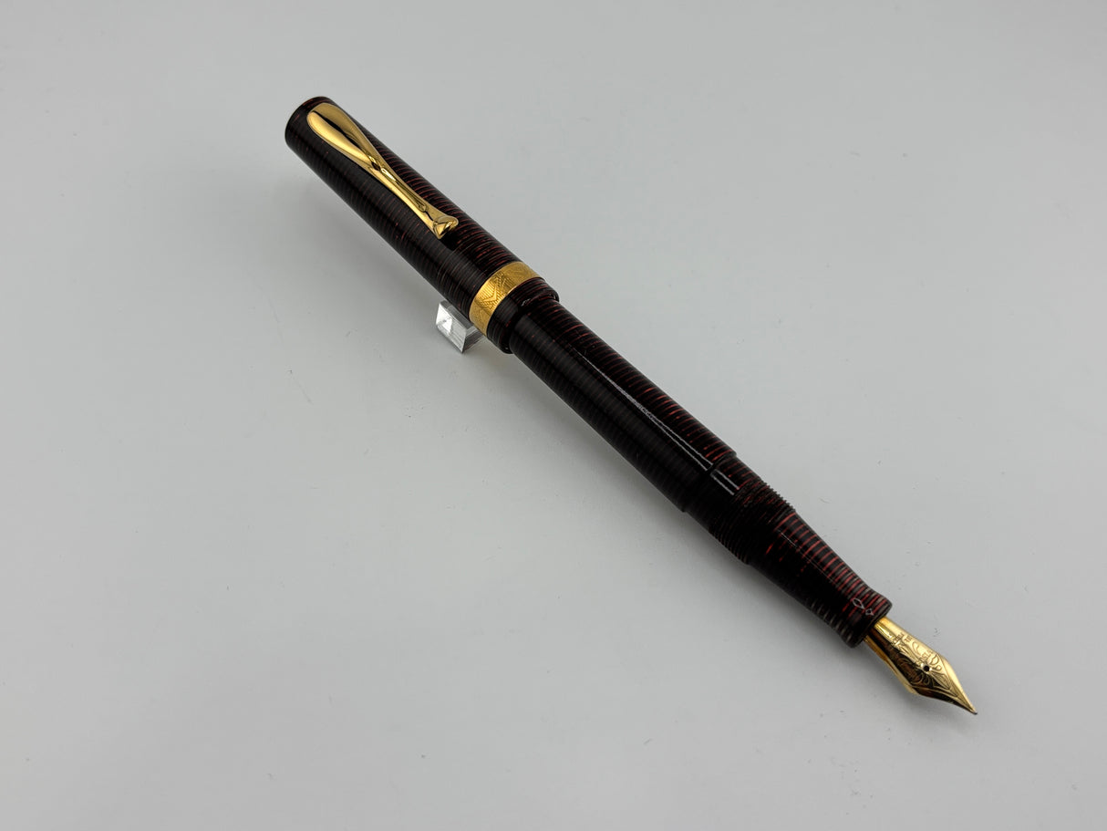 Visconti Manhattan Ruby Red Layered Celluloid Fountain Pen - Medium 18kt Gold Nib