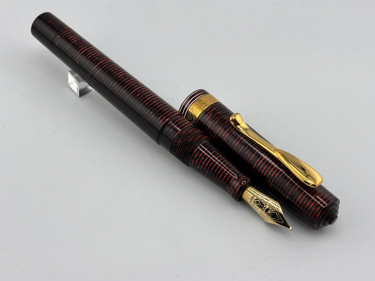 Visconti Manhattan Ruby Red Layered Celluloid Fountain Pen - Medium 18kt Gold Nib