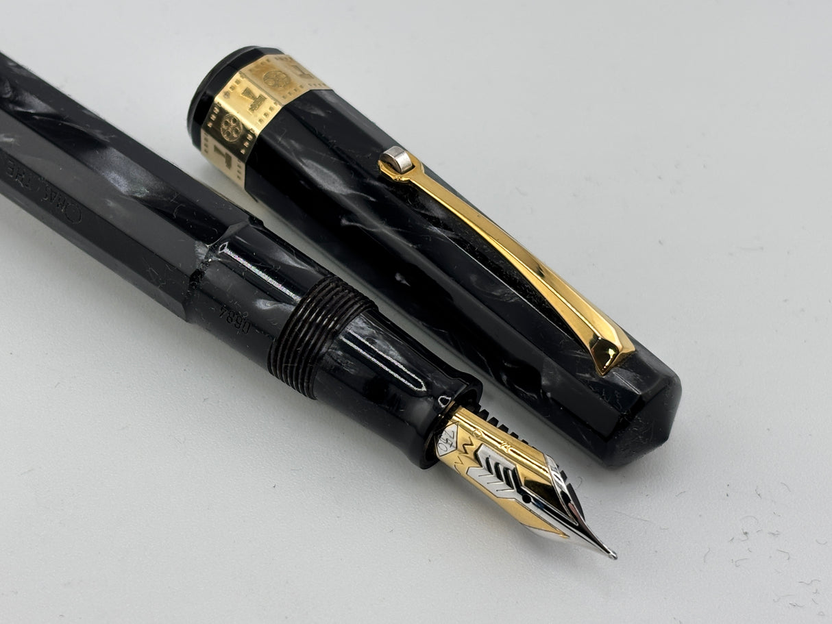 OMAS Cinema Limited Edition Grigio Perla Celluloid Fountain Pen - Medium 18kt Gold Nib