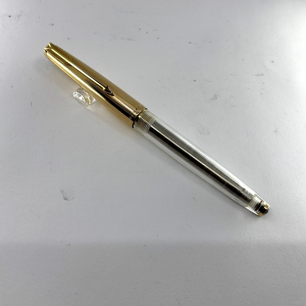 Parker 61 made in England  - Clear Demonstrator - 14k gold nib double broad
