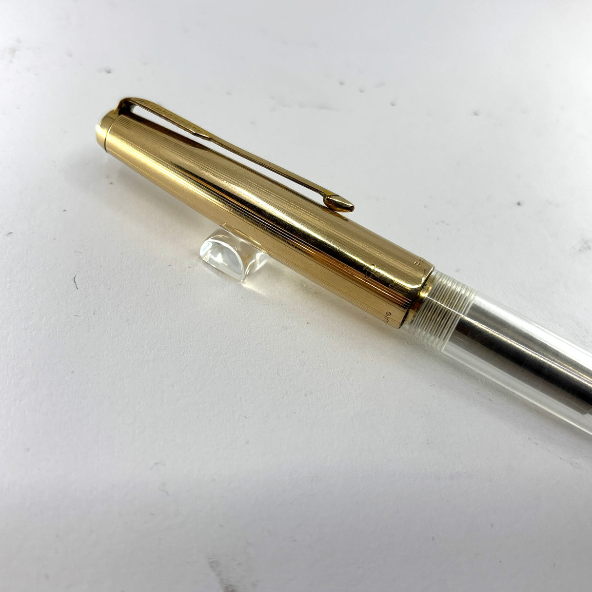 Parker 61 made in England  - Clear Demonstrator - 14k gold nib double broad