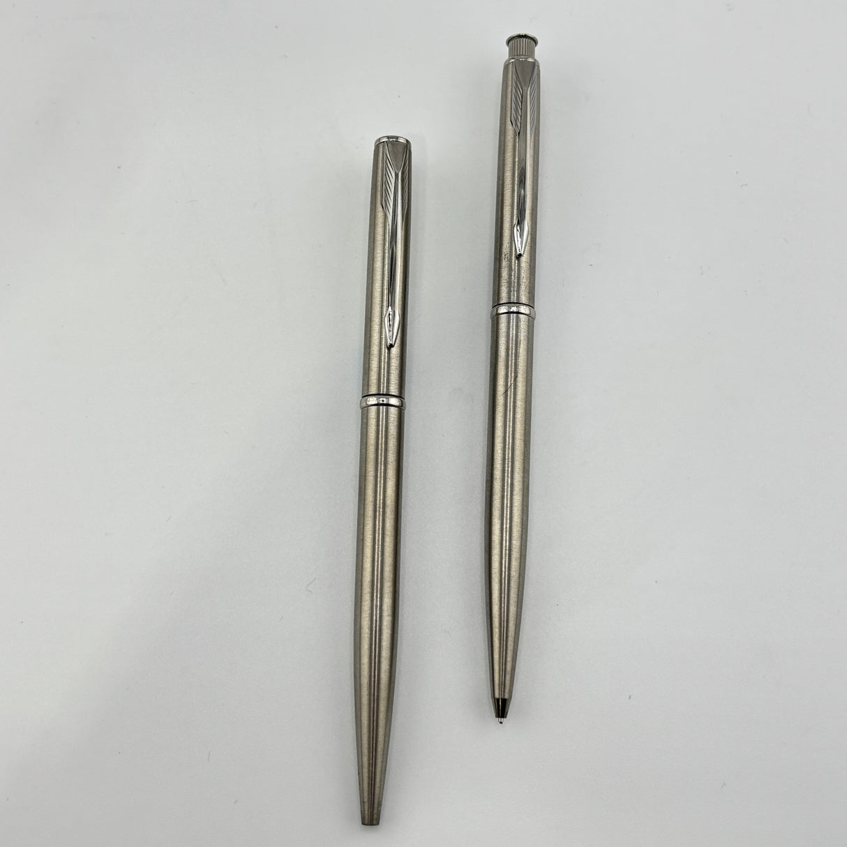 Parker Jotter stainless brushed chrome set ball pen and pencil