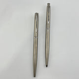 Parker Jotter stainless brushed chrome set ball pen and pencil