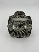 Inkwell Vintage circa 1930 excellent condition - Glass and silver metal floral overlay