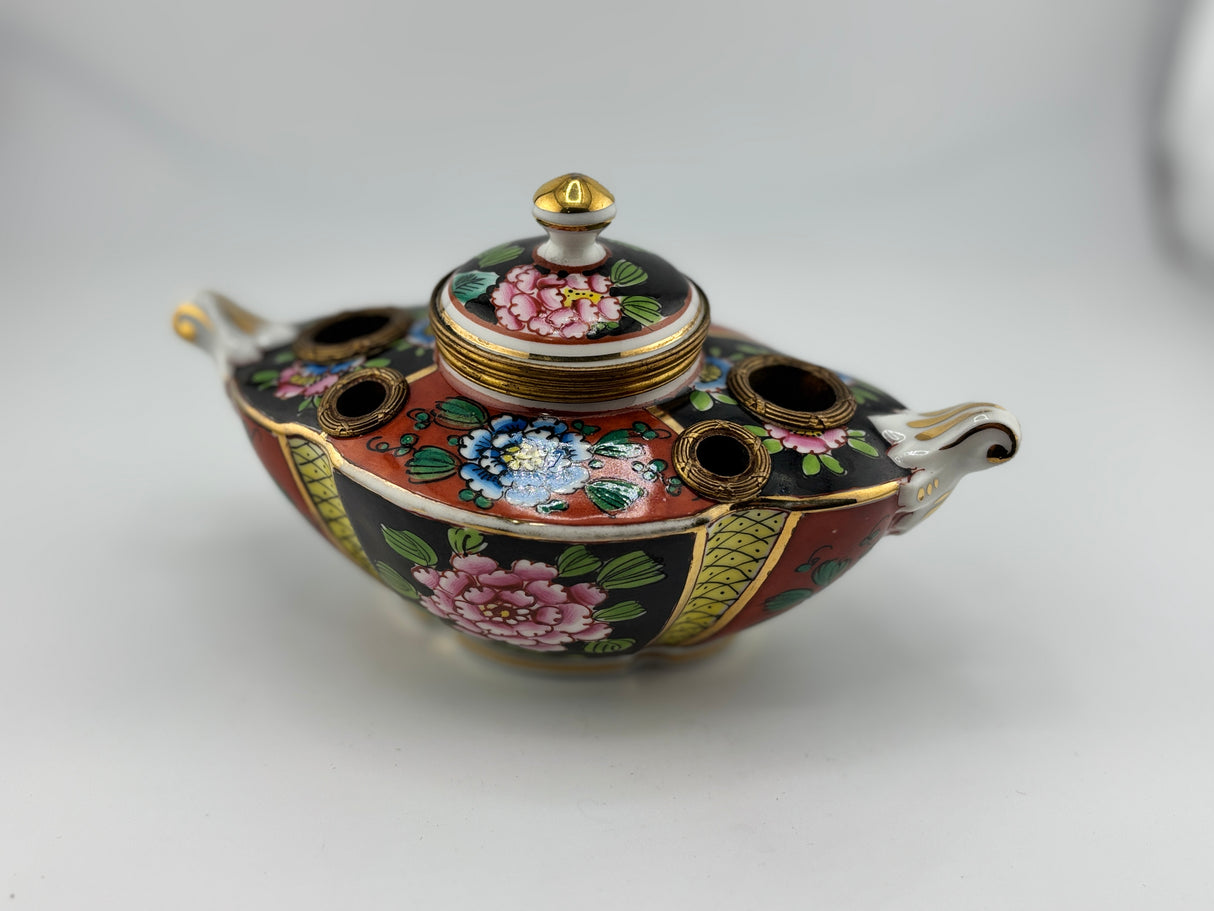 Inkwell Vintage circa 1935 excellent condition - Hand painted Limoges Made in France