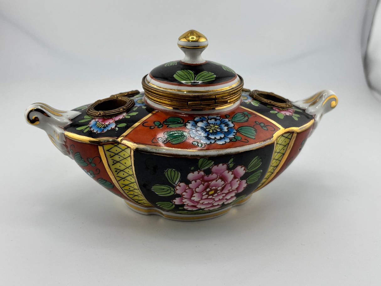 Inkwell Vintage circa 1935 excellent condition - Hand painted Limoges Made in France