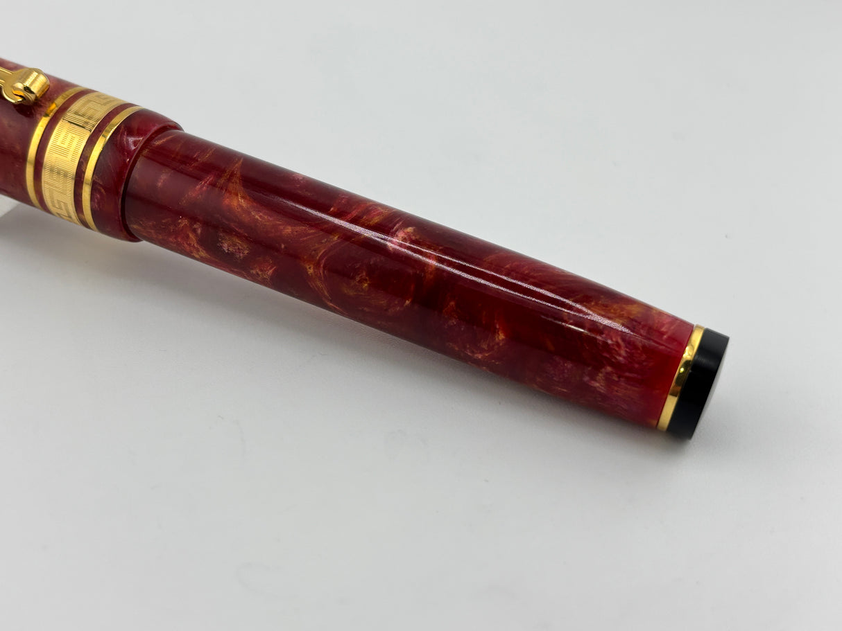 Wahl-Eversharp Decoband Lustrous Red Cosmos - Gold Plated Trim Fountain Pen - Medium #8 Size 14kt Gold Nib