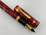 Wahl-Eversharp Decoband Lustrous Red Cosmos - Gold Plated Trim Fountain Pen - Medium #8 Size 14kt Gold Nib