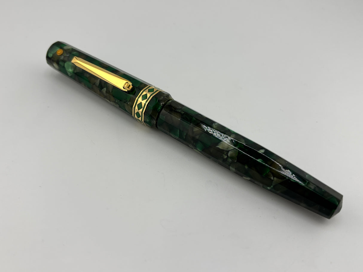 Wahl-Eversharp Oversize Doric Green Kashmir  Fountain Pen - Large #8 Semi-Flex Medium 14kt Gold Nib