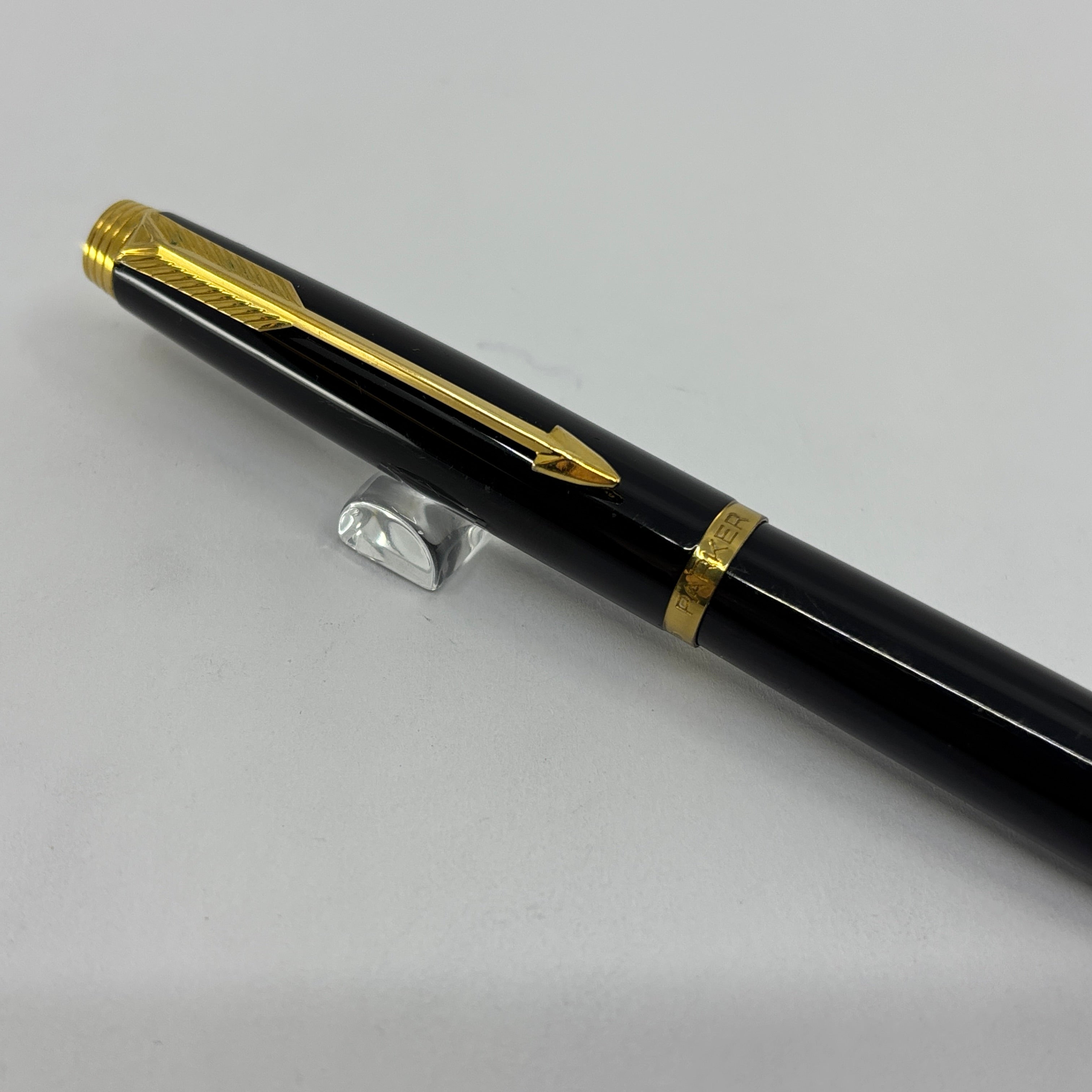 vintage Parker 75 ブラックラッカー　万年筆　未使用新品 字幅F Parker 75 black lacquer gold trim Broad Nib - Original converter