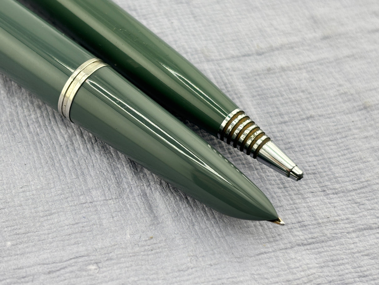 Parker 51 Set Grey Steel  Cap Aerometric -  Fountain Pen and pencil
