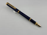 Waterman Gentleman Blue Lacquer gold trim circa 1975 Gold nib 18K750  - Fountain Pen