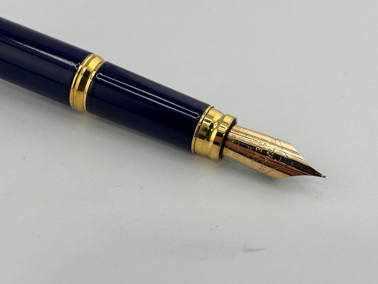 Waterman Gentleman Blue Lacquer gold trim circa 1975 Gold nib 18K750  - Fountain Pen