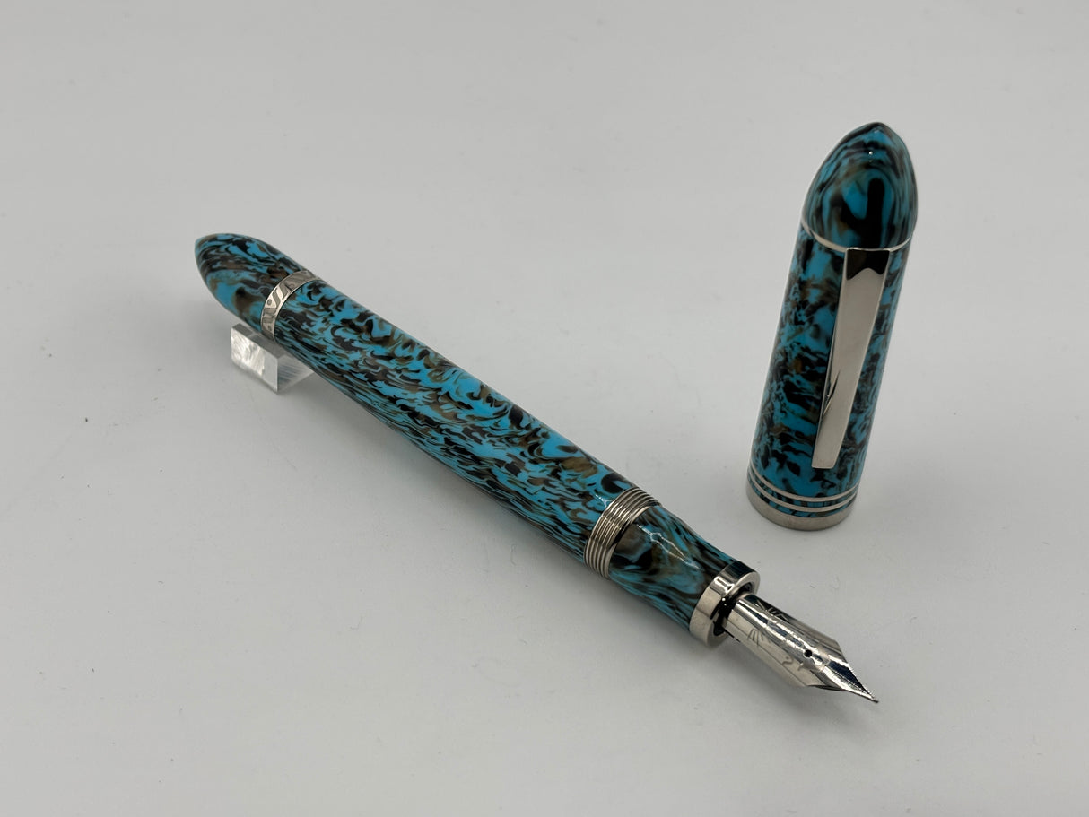 Gioia Capodimonte Beautilful Blue Piston filler Chrome trim - Fountain Pen