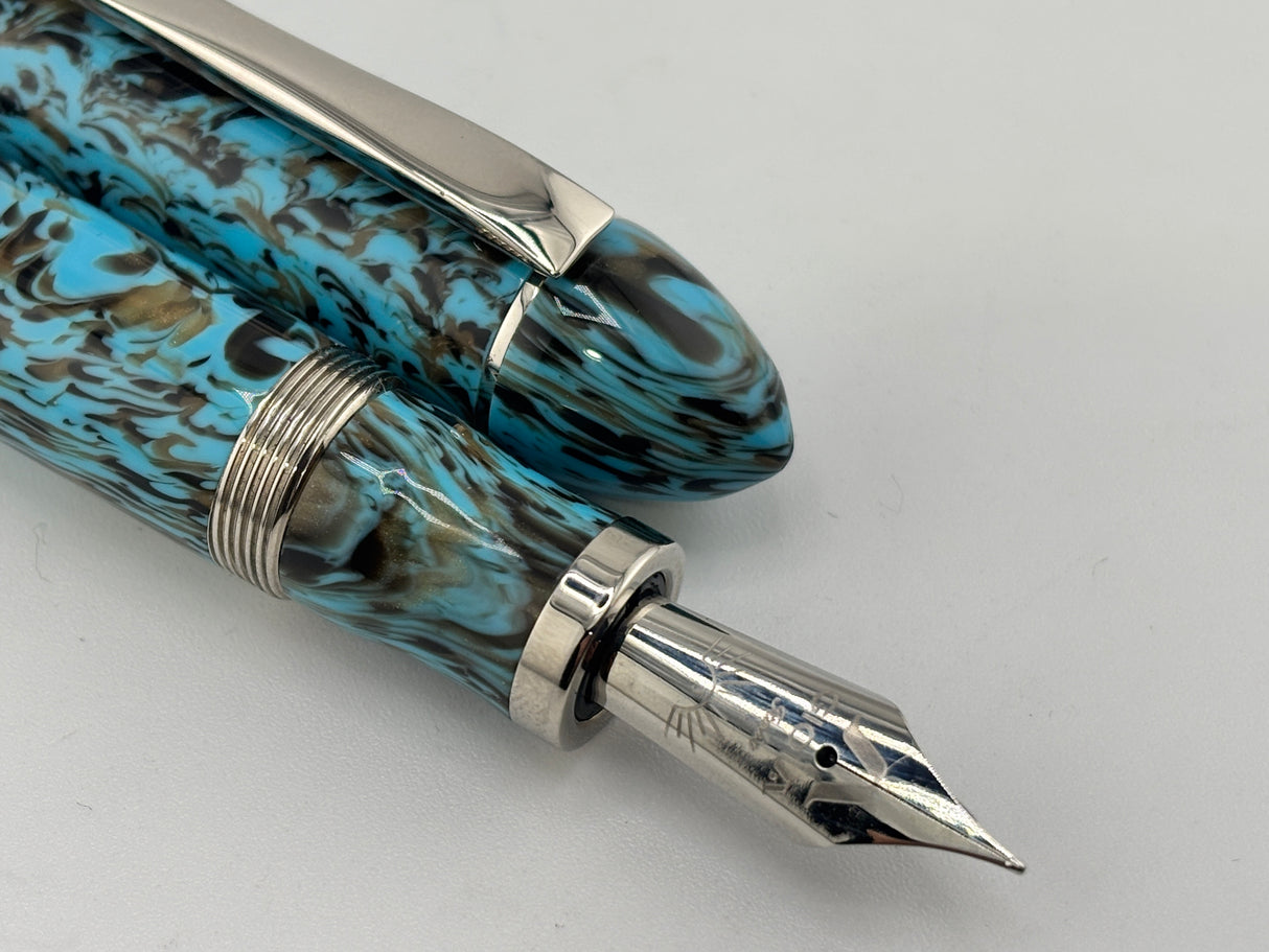 Gioia Capodimonte Beautilful Blue Piston filler Chrome trim - Fountain Pen