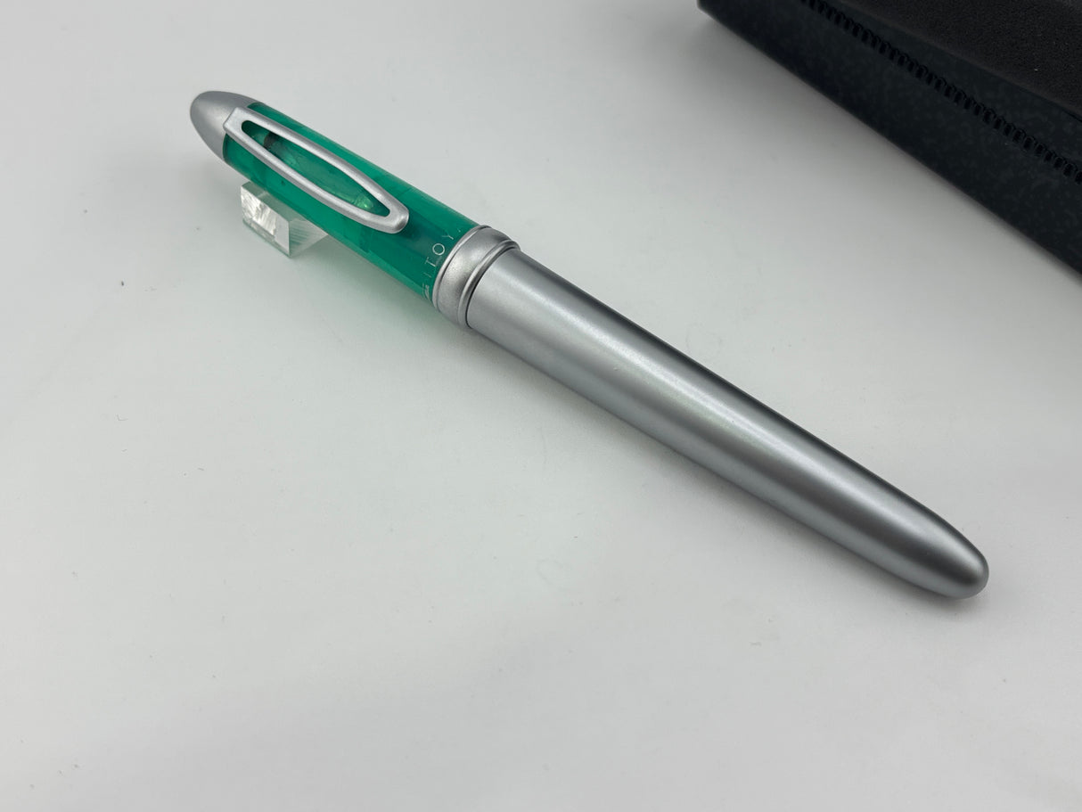 Itoya Galaxy Satin Chrome and Green Cap - Fountain Pen