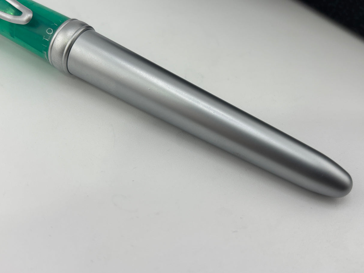 Itoya Galaxy Satin Chrome and Green Cap - Fountain Pen