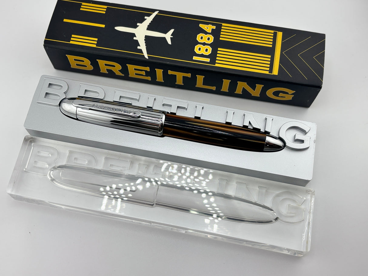 Breitling Pen Horn Bronze barrel chrome cap - Ball Pen