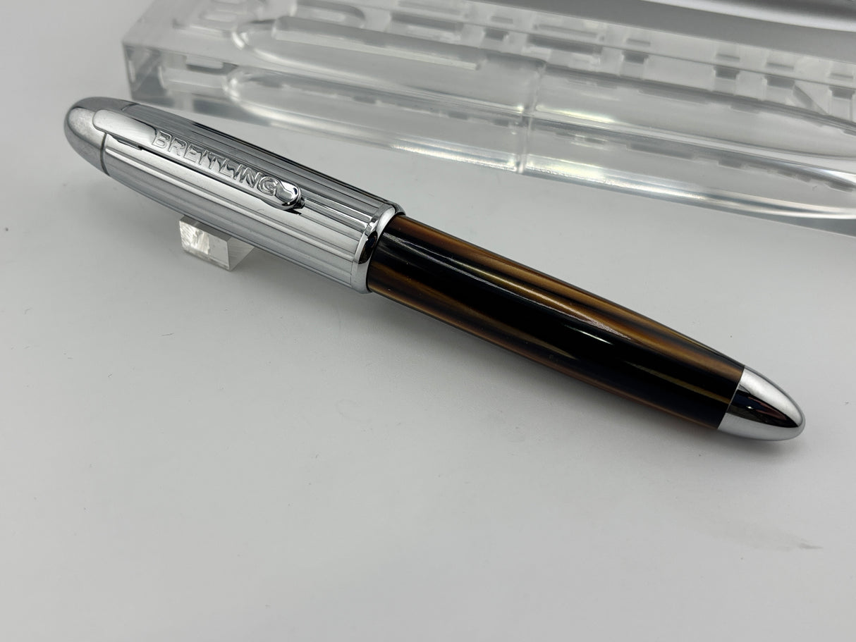 Breitling Pen Horn Bronze barrel chrome cap - Ball Pen